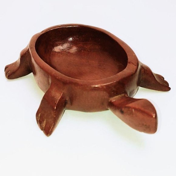 5″ Carved Wood Turtle Dish – Wooden Shallow Dish – - Picture 1 of 6
